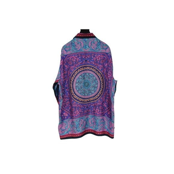 Versace Mens Floral Silk Button Down Shir 41 / 16 Purple Pink Blue Green Paisley - Picture 3 of 12